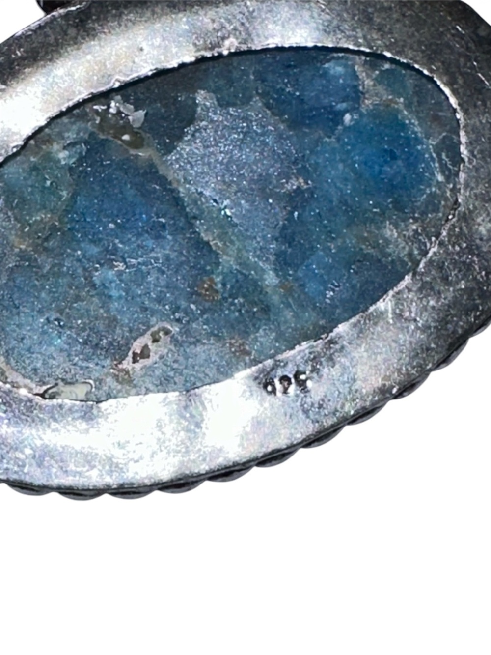Blue Stone Pendant Necklace with Emerald Accent - Picture 2 of 3